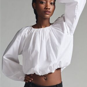 Maeve White Bubble Crop Top